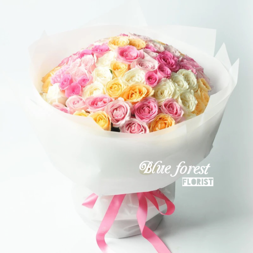 99枝3拼色玫瑰花束