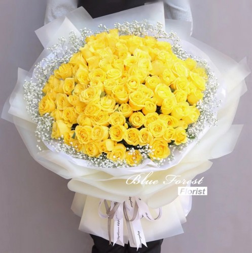 99枝黃玫瑰花束