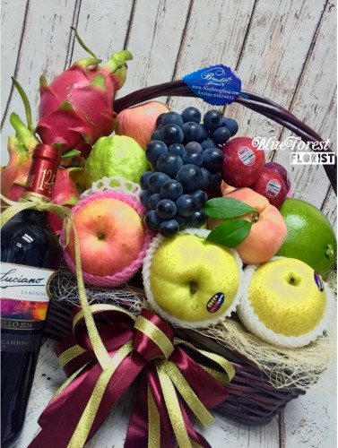 中秋共賞*中秋時令水果籃-8款水果+紅酒