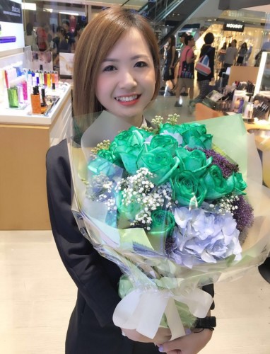 客人滿意回相片及好評*荷蘭淺綠玫瑰花束