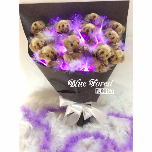 * 來自星星的你*光纖燈小熊花束（內附有開關式的光纖燈，在黑暗中的環境可以營造浪漫的氣氛）