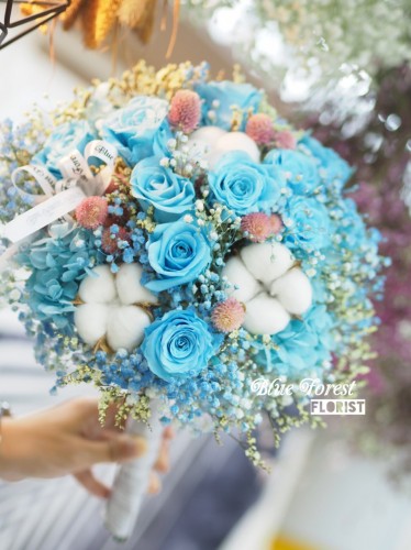 日本淺藍玫瑰保鮮花花球