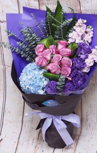 *［紫迷最愛］紫醉金迷*肯亞紫玫瑰繡球大花束