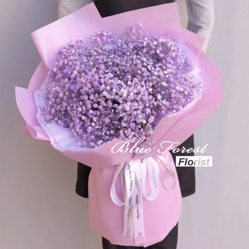 情人節系列 來自星星的你*韓式淺紫色滿天星花束(可自選顏色粉紅色,藍色,紫色)