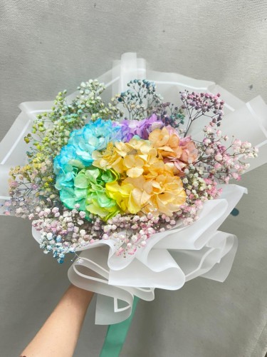 荷蘭馬卡龍彩虹繡球花束