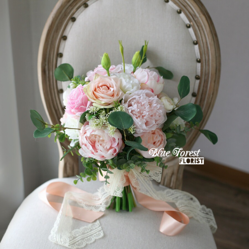 淡色玫瑰牡丹田園花球（仿真花）