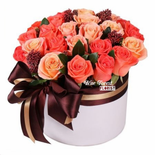 20枝橙色拼香檳玫瑰花盒