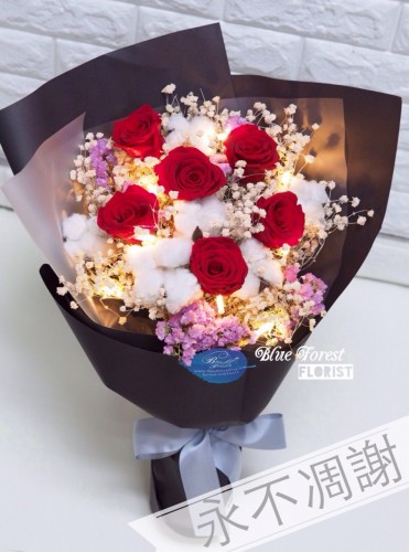 保鮮•愛*永不凋謝玫瑰保鮮花花束（紅色）