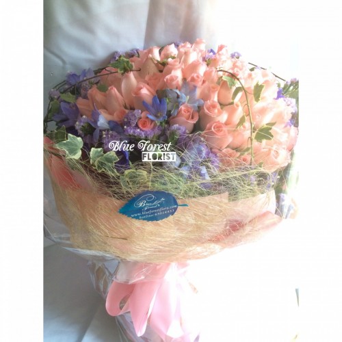 *  [獨家款式］希臘女神*99枝水粉玫瑰求婚花束*