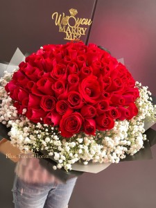 限時優惠-人氣求婚之選*99枝紅玫瑰滿天星花束$1598*