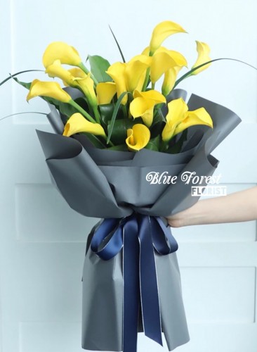 荷蘭黃色馬蹄蘭簡約花束