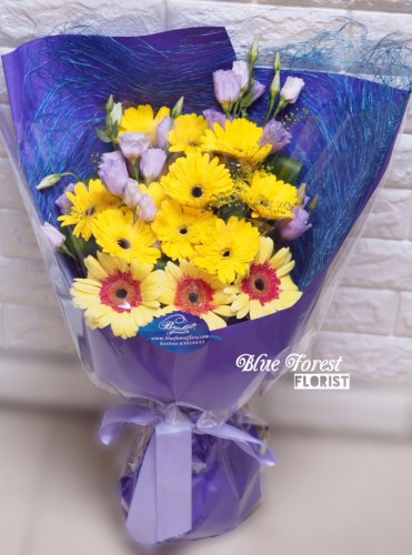 [雙色太陽花畢業花束（黃/橙）