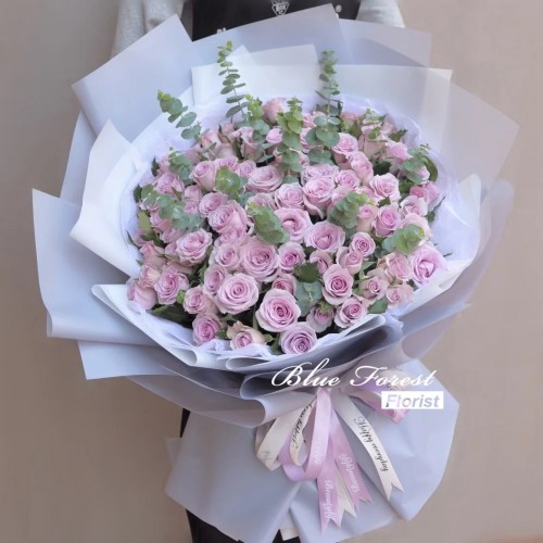 我願意*99枝浪漫淺紫色求婚花束*'