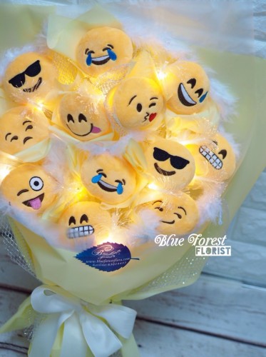 *輸入中...可愛emoji公仔光纖燈花束（內附有開關式的光纖燈，在黑暗中的環境可以營造浪漫的氣氛）
