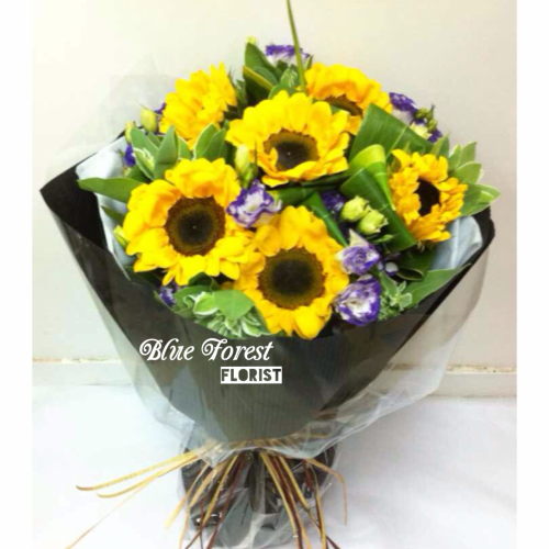 [陽光小小姐*5枝台灣向日葵圓花束