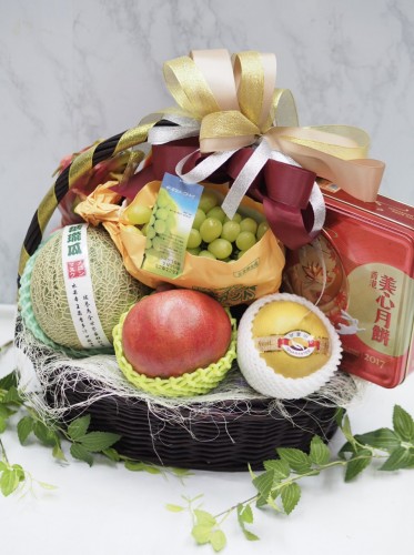 精選*中秋商務進口水果籃+月餅