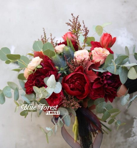 荷蘭棗紅色牡丹法式花球