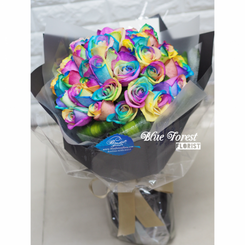 33枝彩虹玫瑰大花束