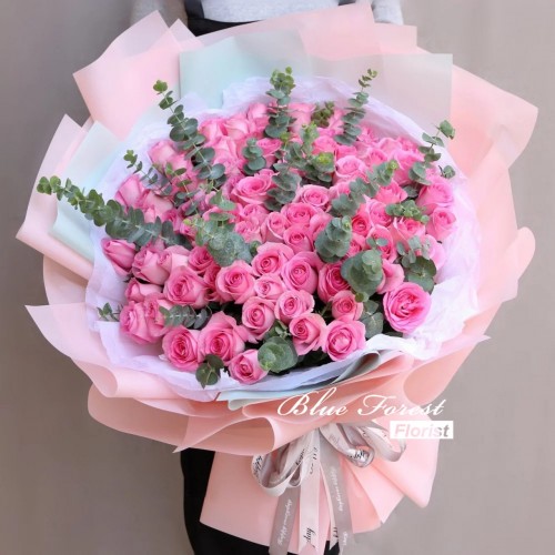 99枝桃紅玫瑰花束