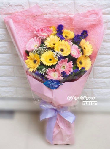 雙色太陽花畢業花束（香檳/粉紅）