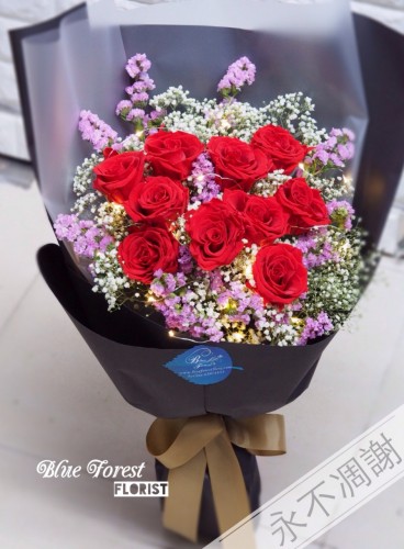 10支裝日本保鮮花玫瑰花束（紅色）