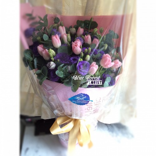 * 夢幻粉紫*10支荷蘭鬱金香花束