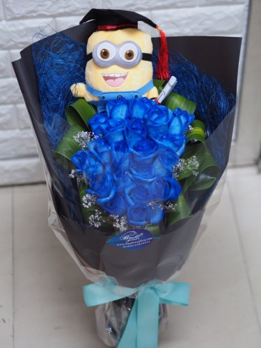 畢業花束*20枝荷蘭深藍玫瑰花束