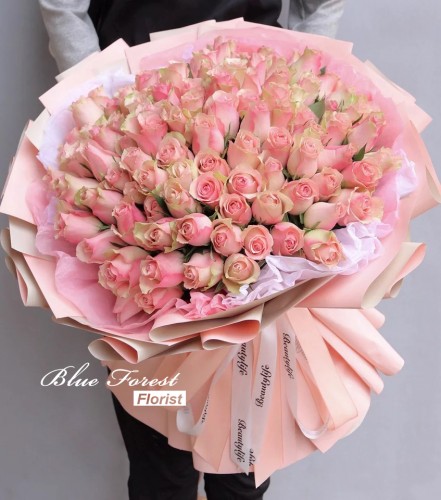99枝肯亞青邊粉紅玫瑰花束