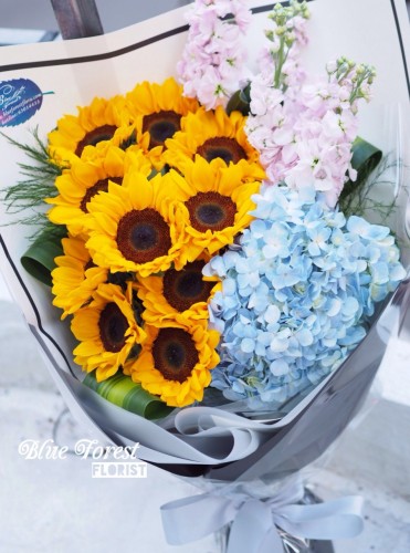 10支裝向日葵配荷蘭秀球大花束