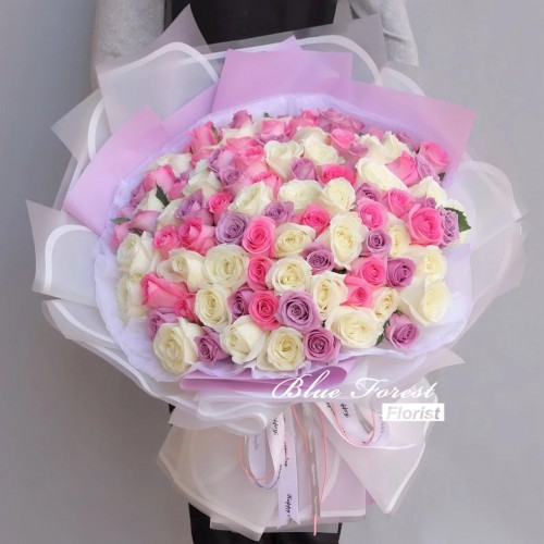 99枝三色玫瑰花束